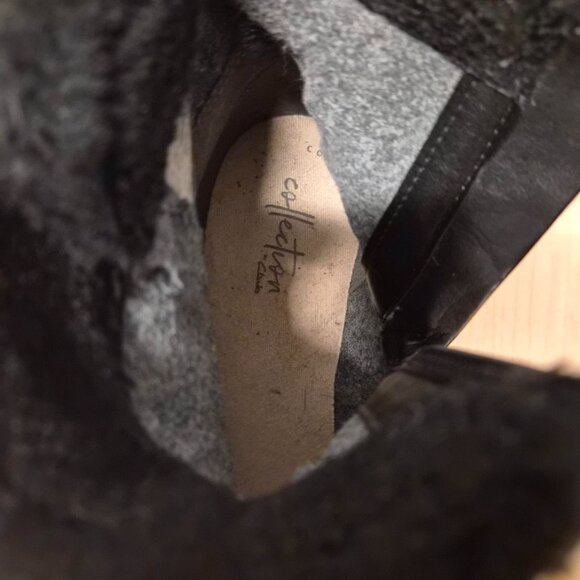 Clarks Size 7.5M Women Suede Black Boots"Ivery Opa" Fur-lined Waterproof - Picture 3 of 9